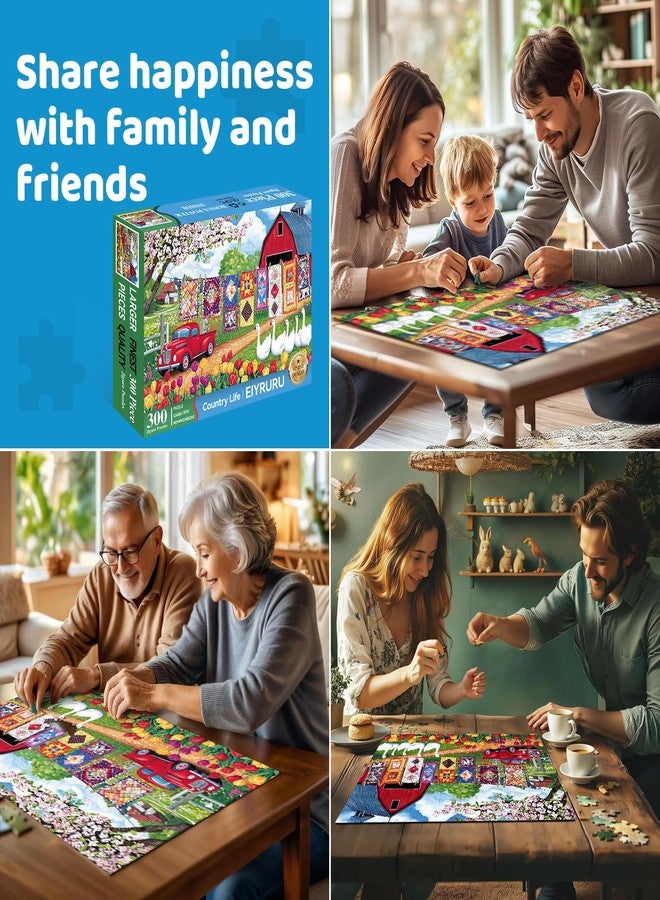 EIYRURU 300 Piece Jigsaw Puzzle for Adults - Springtime Farmyard Delight with Quilts & Tulips- Challenging and Relaxing Puzzle for Game Nights, Gifts & Home Décor (20.5" × 15") - Image 5